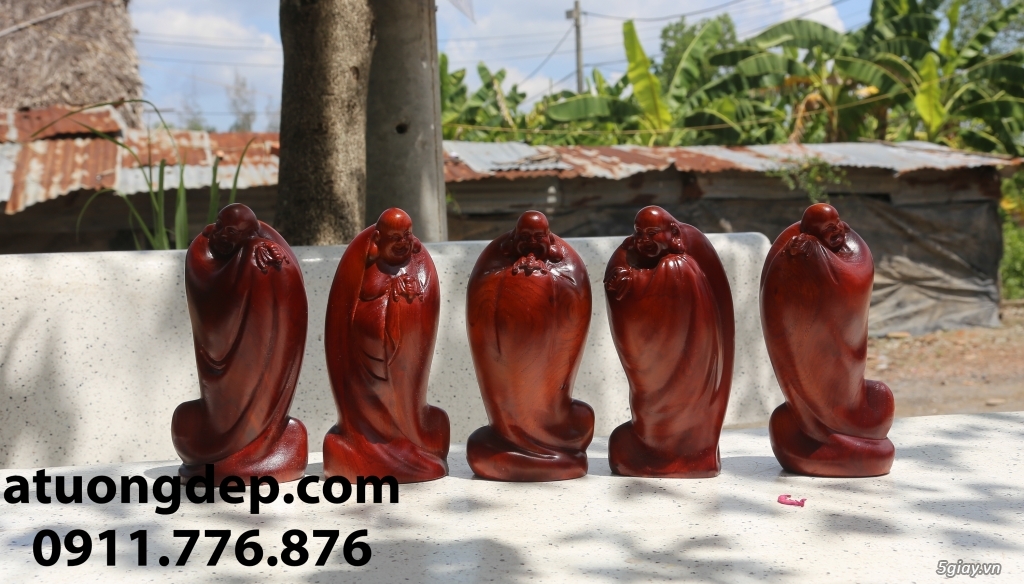 Tượng Ngũ Phúc Gỗ Hương - 3