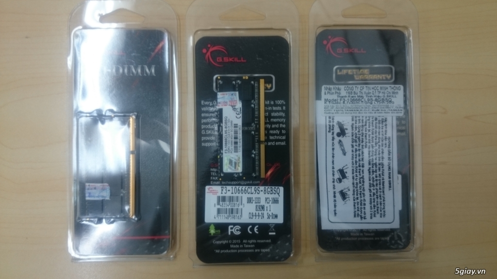 Bán 3 thanh ram laptop DDR3 8G Gskill mới giá mềm