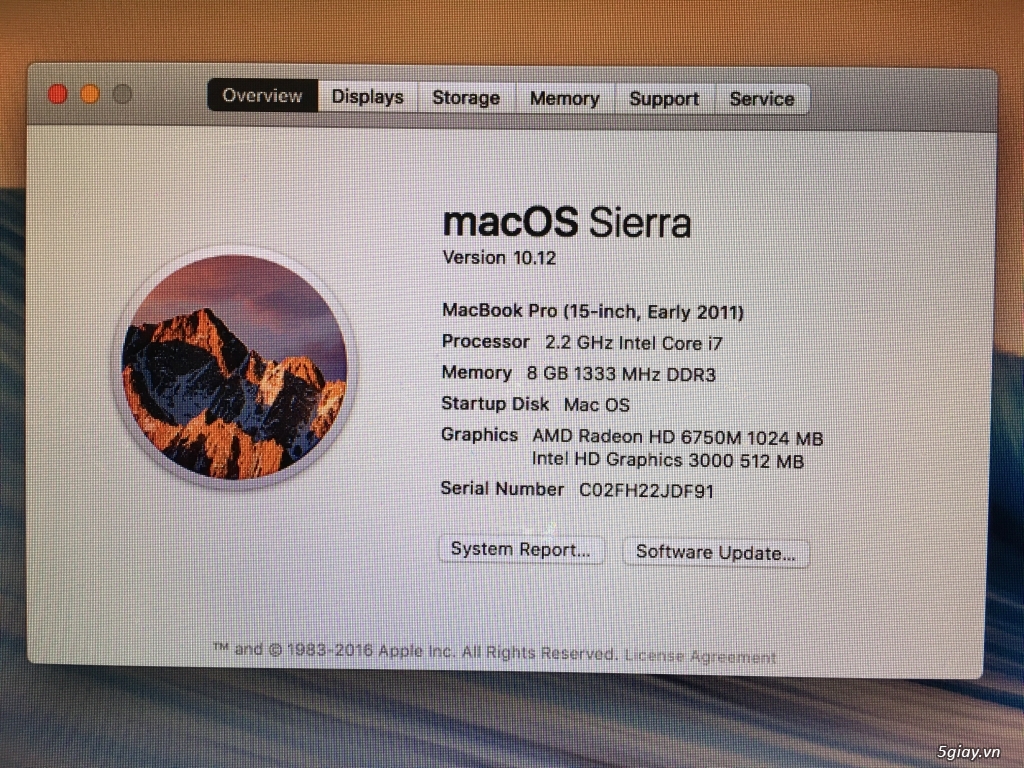 MacBook Pro 15.4 inch Early 2011 Core i7 2.2Ghz, Ram 8GB, HDD 750GB rẻ - 2