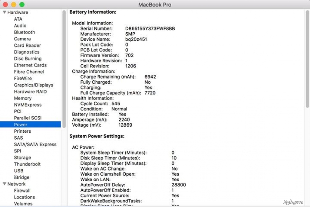Macbook Pro Rentina Intel Core i7 16 GB 256 GB Cáp xạc zin theo máy - 5