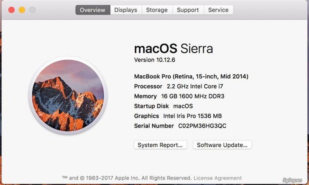 Macbook Pro Rentina 2014, Intel Core i7, Ram16 GB, SDD256 GB-MGXA2 - 6