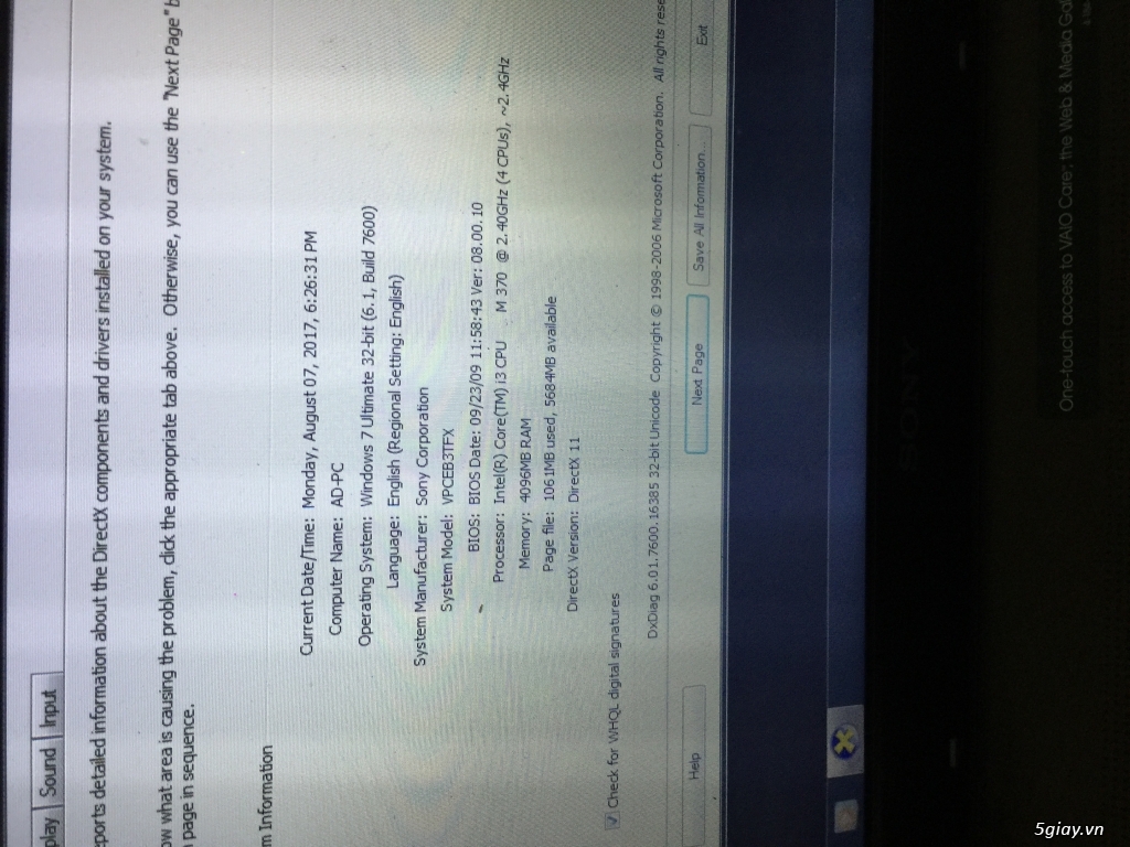 Sony vaio Core i3 - 2