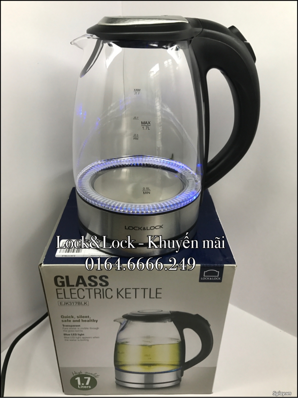 Bình đun nước siêu tốc EJK317BLK Lock and Lock (thủy tinh)