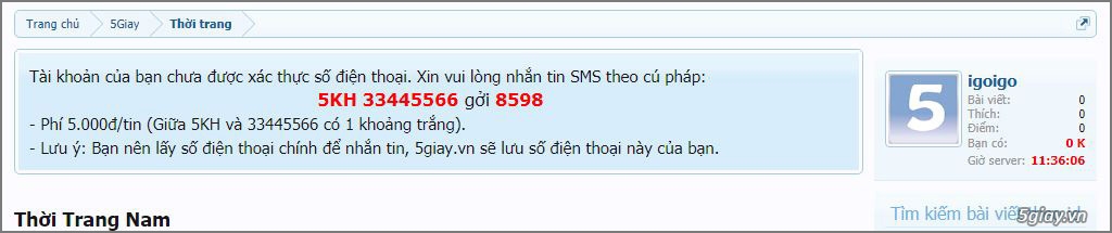 Hướng dẫn đăng ký nick 5giay.vn thông qua xác thực số điện thoại - 6