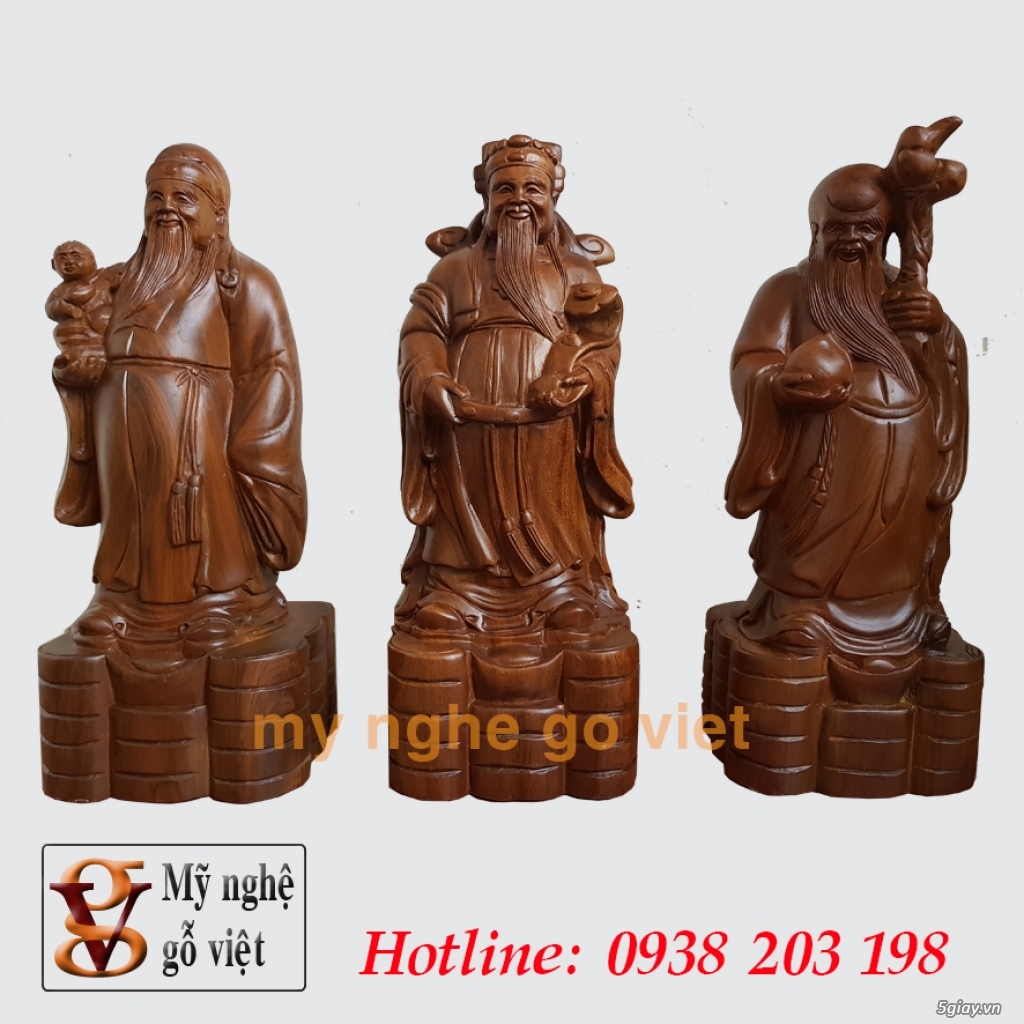 Tượng Phúc - Lộc - Thọ gỗ bách xanh, Giá 2.8 triệu. Freeship TPHCM