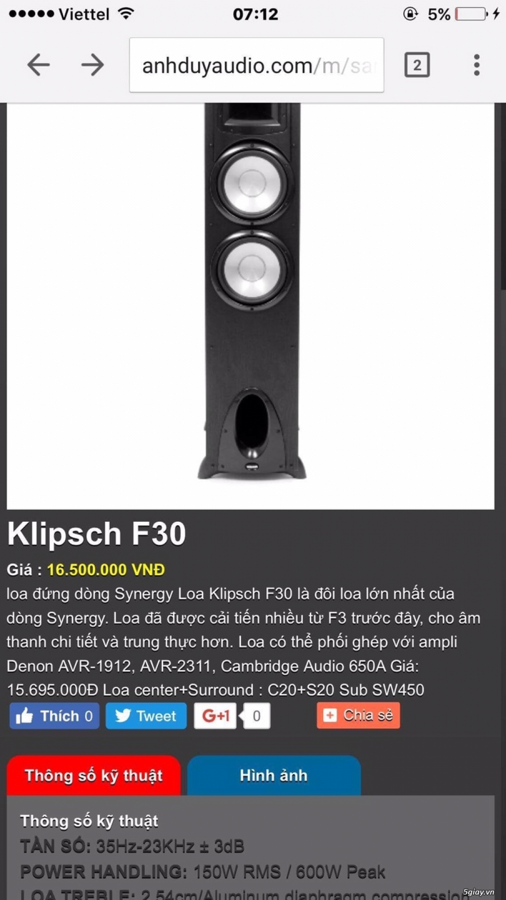 bán loa Loa Klipsch F-30 black , và ampli denon AVR-X2000