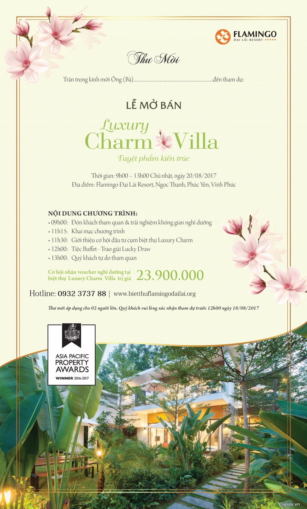 Tưng bừng sự kiện 20/8 mở bán cụm biệt thự luxury charm villa flamingo