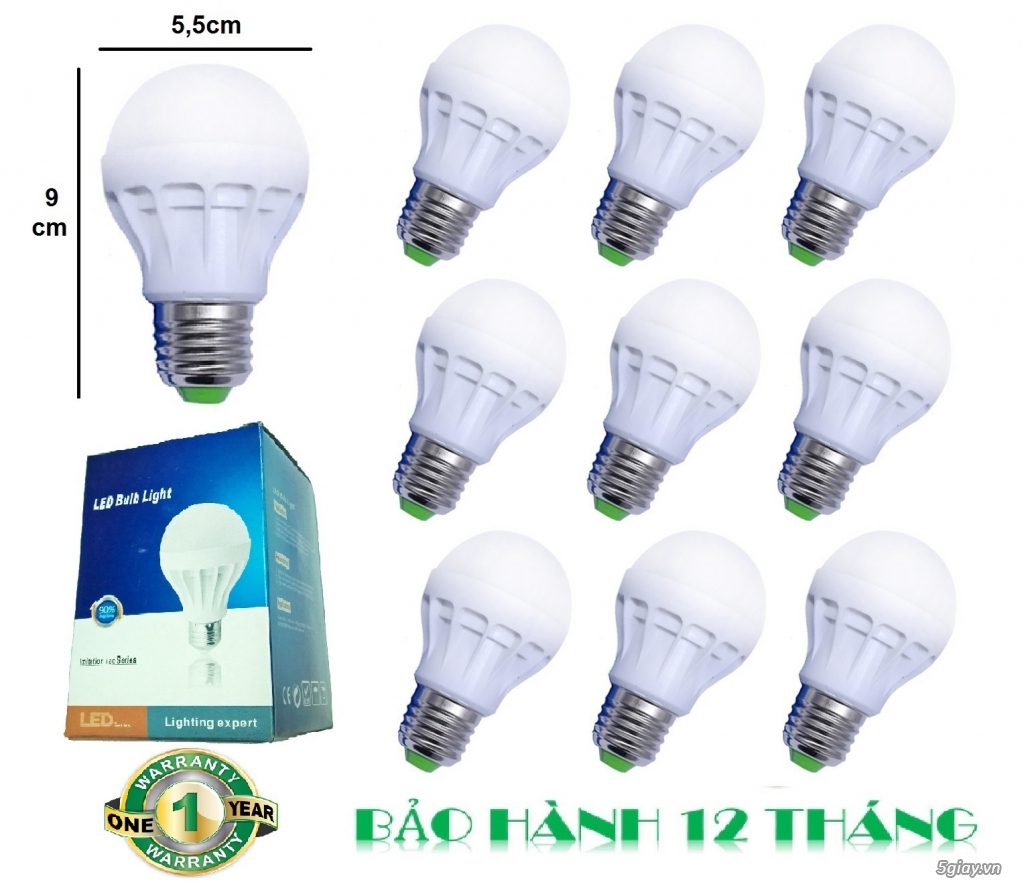 10 Bóng đèn LED 5W tiết kiệm điện (ánh sáng trắng) LB-E5 | 5giay