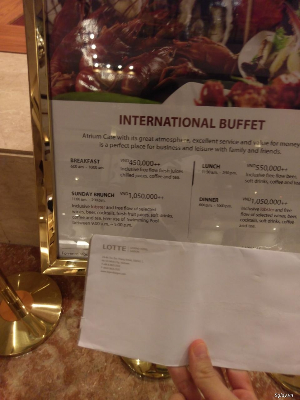 2 cặp Buffet Voucher tại khách sạn 5 sao Lotte Legend - 1