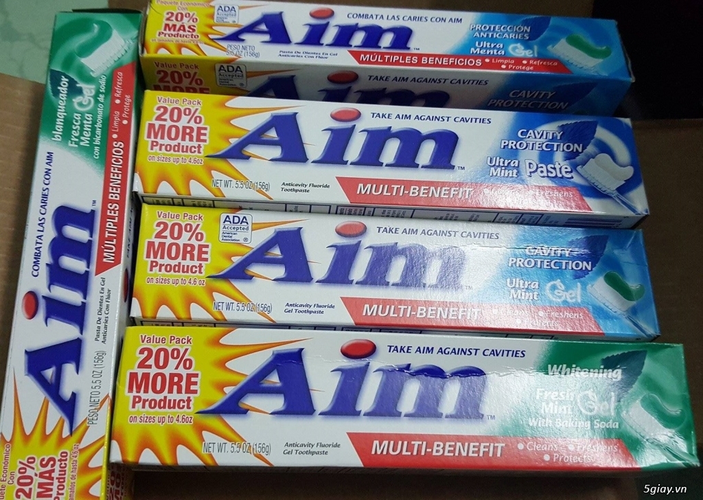 Kem đánh răng nhãn hiệu Aim, kẹo singum không đường - Xuất xứ Mỹ - 8