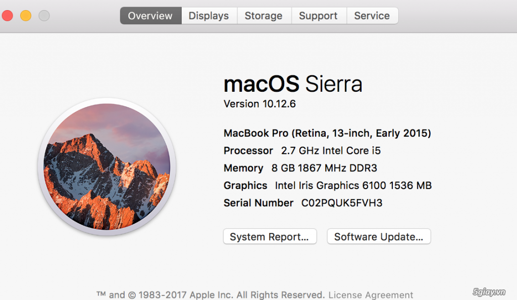 MacBook Pro 13 Inch, Early 2015 - 128GB - 8GB ram - 1