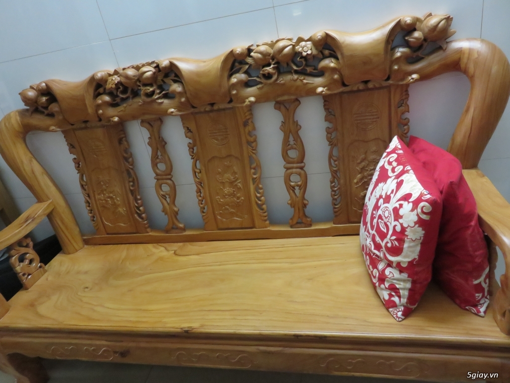 bàn ghế gổ  gõ đỏ kiểu minh đào ,mặt liến ván dầy, tay 10 phân - 1