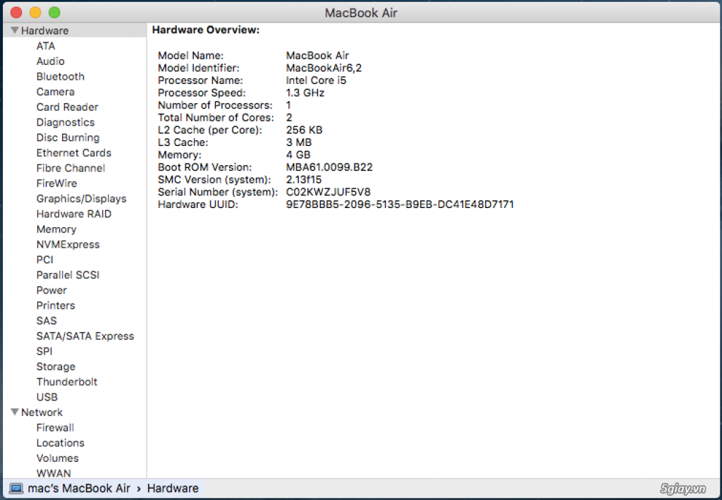 Mac Book Air Mid 2013 I5 256G máy mới 99% - 5