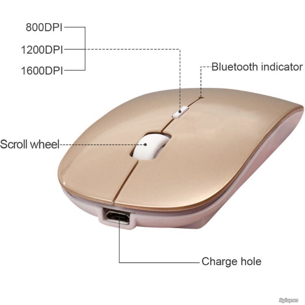 Chuột Tsmine Bluetooth Mouse Macbook, gold - 4