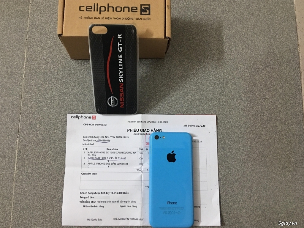 IPHONE 5C (16G), UNLOCKED, BLUE, USED. - 5