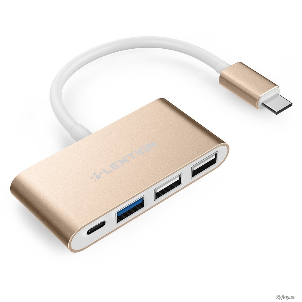 Cáp chuyển Lention - 4 in 1 - USB Type C, Adapter cho New MacBook,Gold