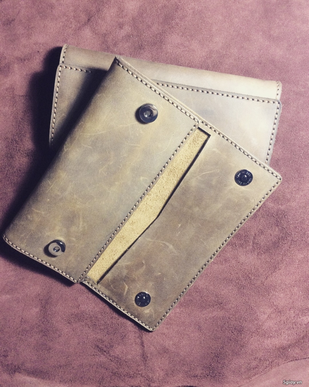 Bán ví dài da sáp ngựa điên Unisex