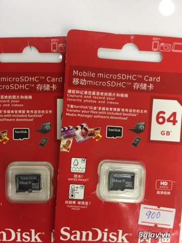 Cần Bán Gấp 2 Thẻ Nhớ MicroSDHC SanDisk 64GB Class 10 Với Giá 300k/1