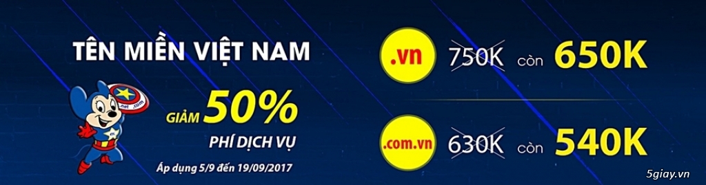 Khuyến mại 50% phí dịch vụ tên miền .VN