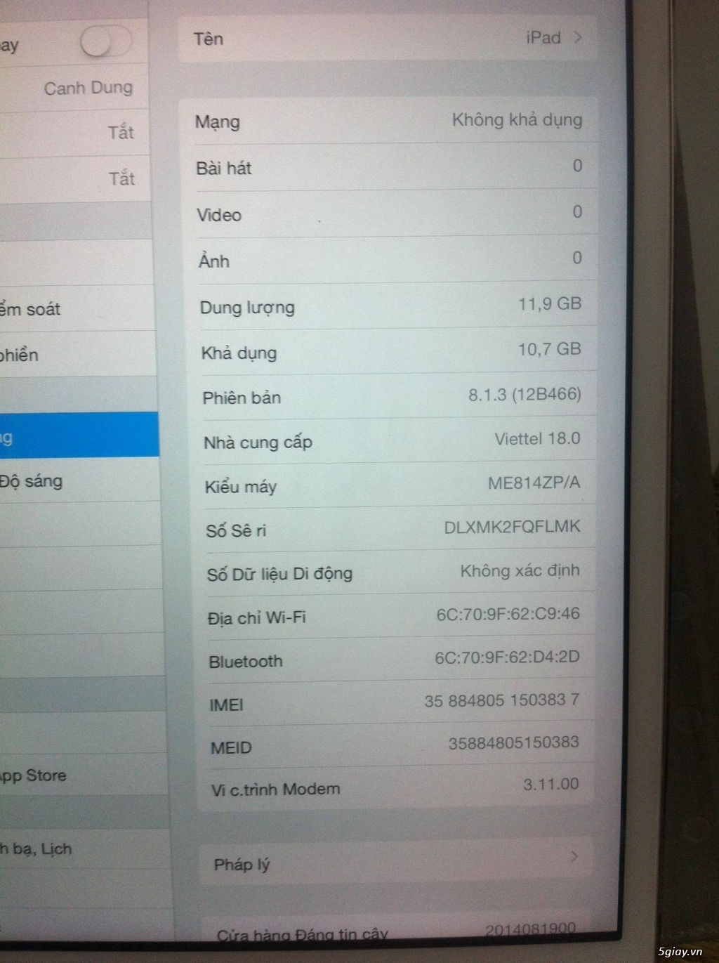 Ipad Mini 2 Retina 3G Wifi IOS 8.1.3 Zin New 98% Còn Box