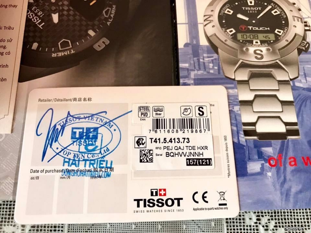 Bán đồng hồ Tissot T41 dây da chính hãng Hải triều còn BH xài rất kỹ - 6
