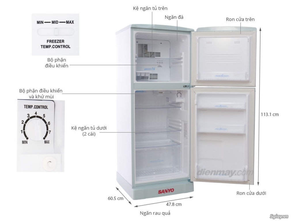 Thanh lý tủ lạnh Sanyo SR-145RN 130 lít, mới 90% - 1