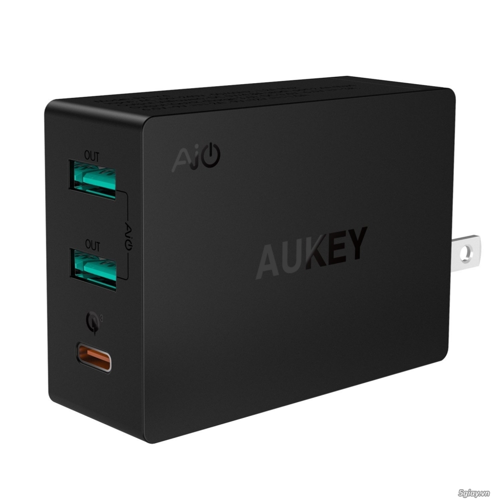 Sạc Aukey 3 cổng sạc có QC 3.0 cổng USB-C hàng chính hãng Mỹ.
