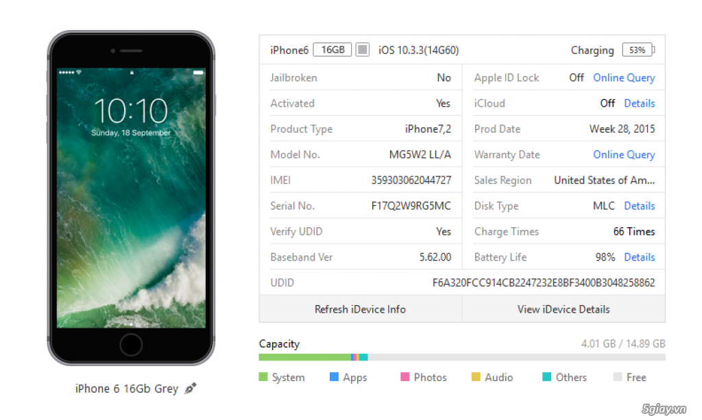 iPhone 6 Grey 16GB nguyên zin 99% - 1