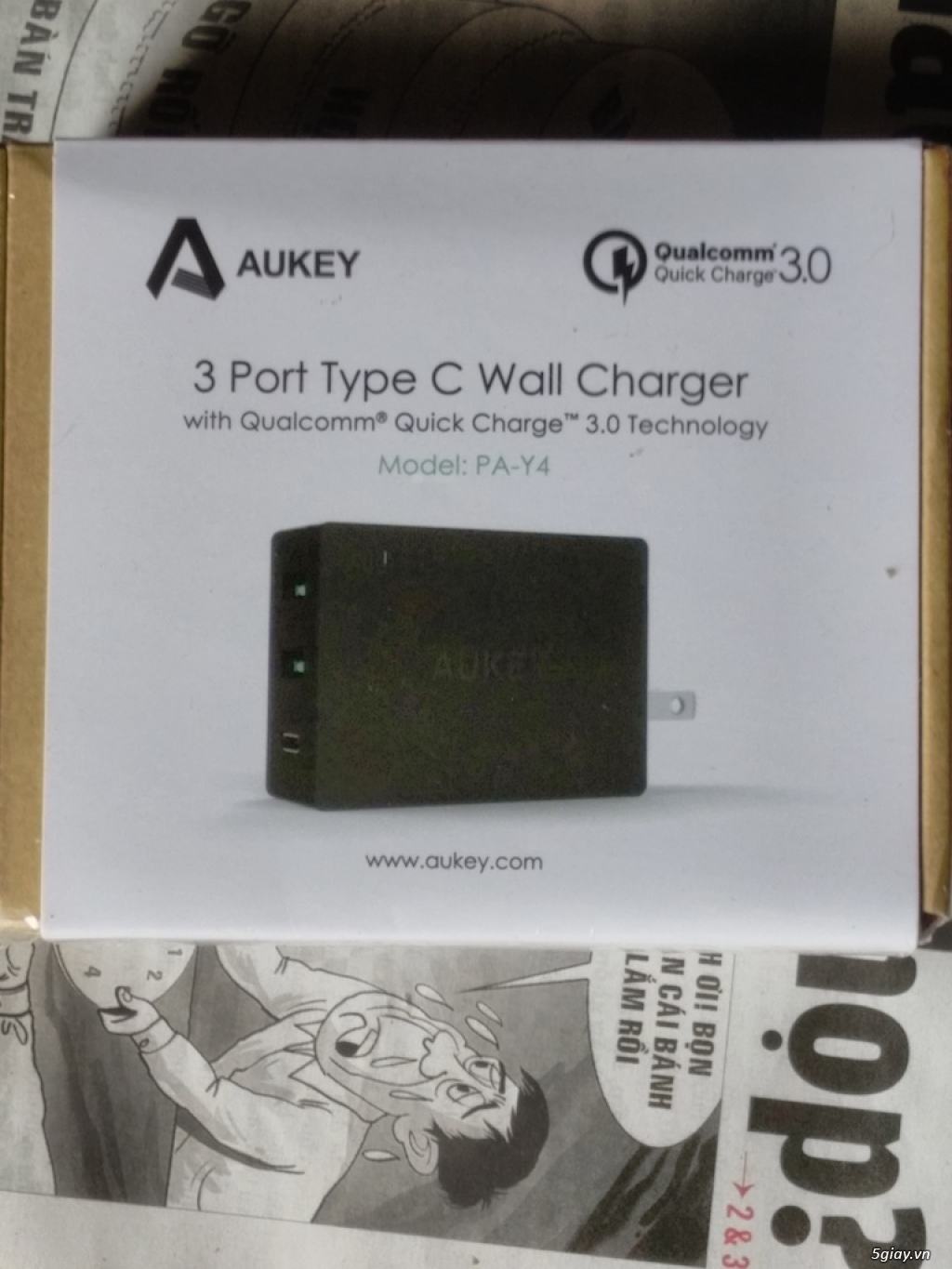 Sạc Aukey 3 cổng sạc có QC 3.0 cổng USB-C hàng chính hãng Mỹ. - 2