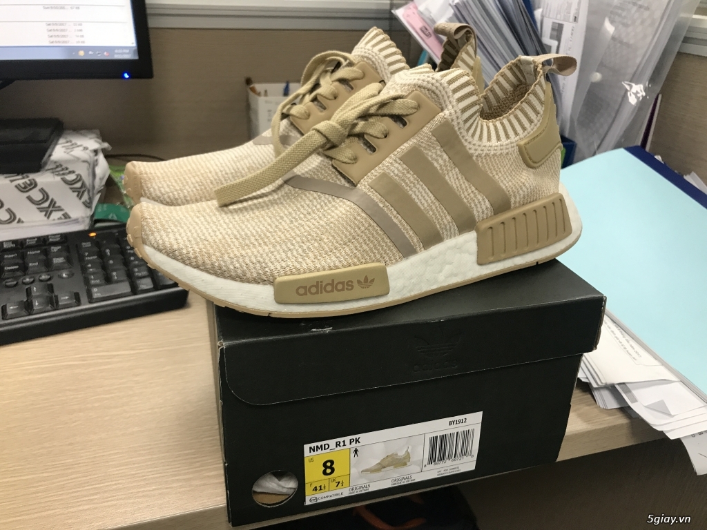 Mới 100% Giầy Adidas NMD PK Linen Kaki size 8 US