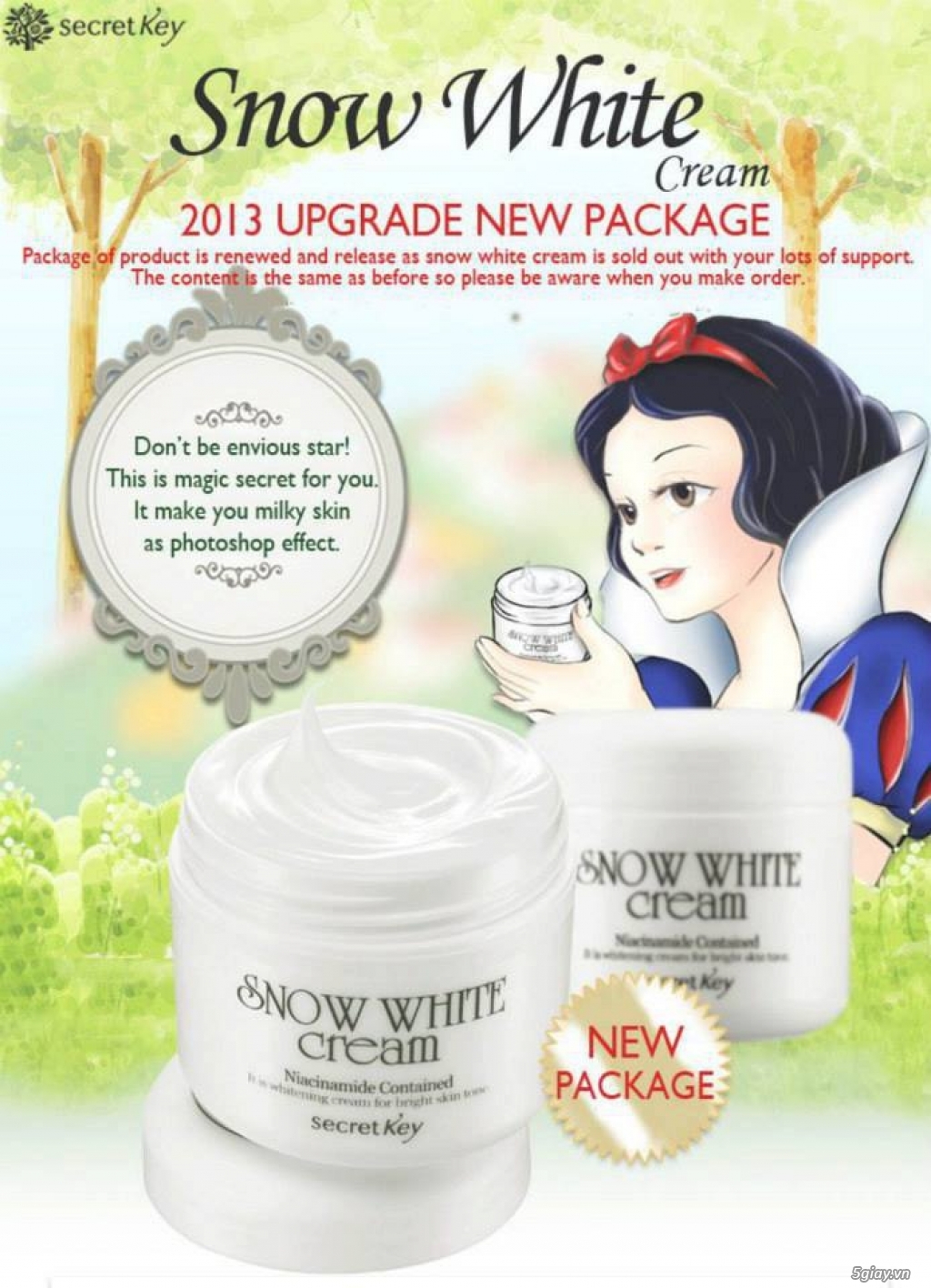 Mỹ phẩm trực tiếp từ Hàn Quốc-Kem trắng da Snow White Cream Secret Key - 5