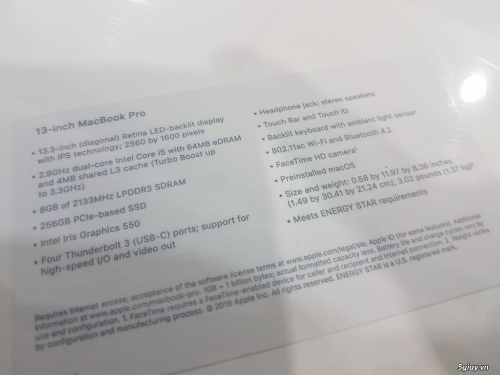 Macbook Pro Retina 2016 13inch Touch Bar ( Silver ) nguyên seal