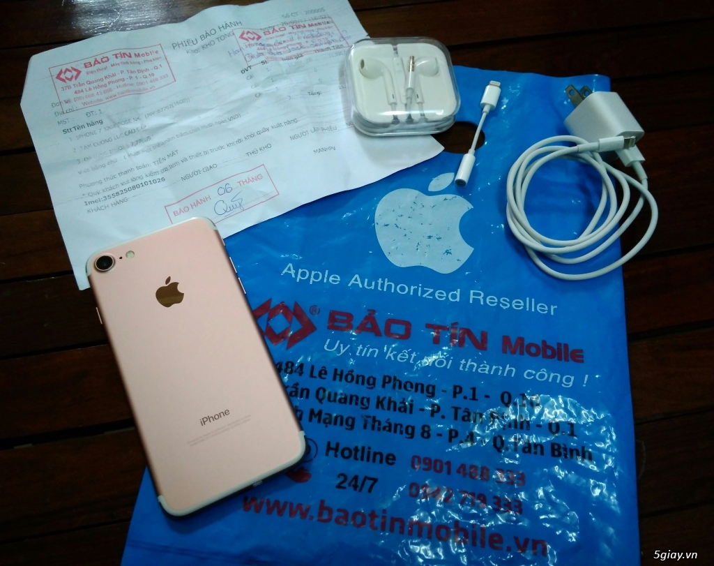 Iphone 7 hồng 32gb QT 99,9% full pk zin BH 1 đổi 1 Bảo Tín Mobile - 1