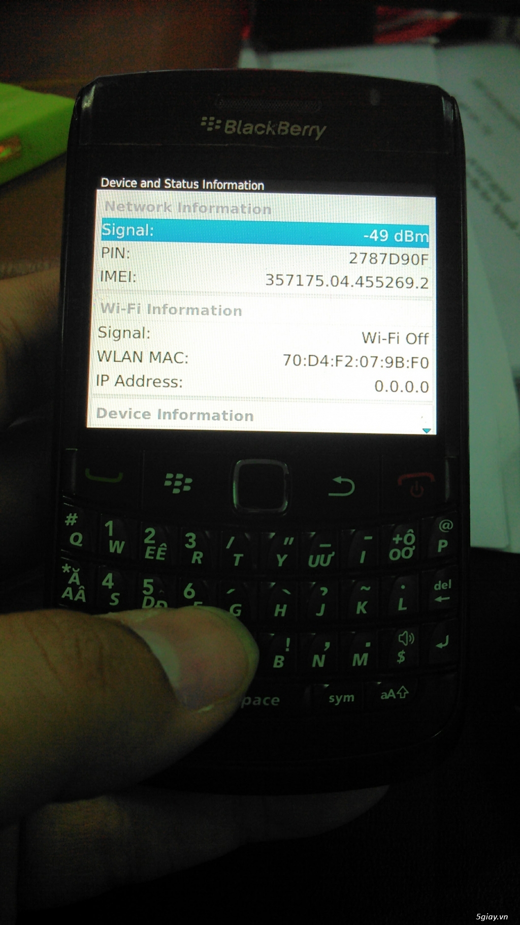 Blackberry 9780 bàn phím tiếng Việt