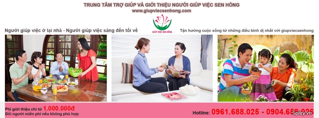 Chuyên cung ứng giúp việc gia đình ăn ở lại, sáng đến tối về, theo giờ