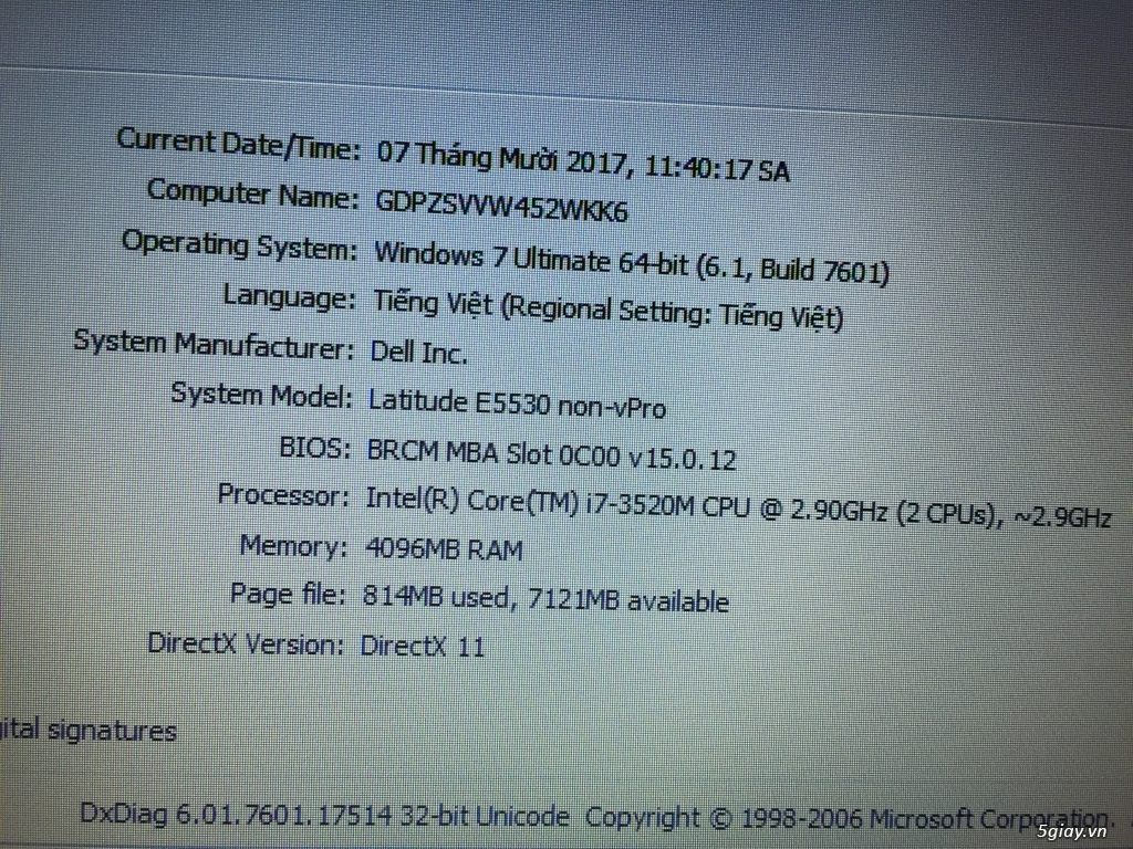 DELL LALITUDE E5530 I7 THẾ HỆ 3 3520M, 4G RAM, HDD 320G, 15.6 INCH. - 3