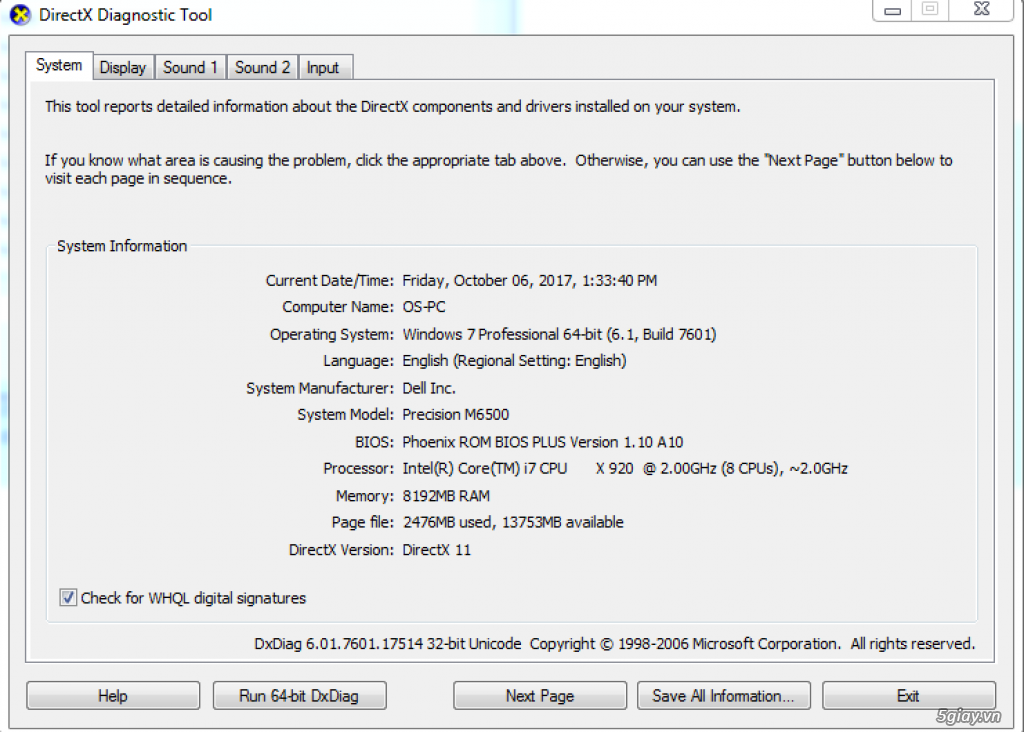 Dell Precision M6500 X920 8GB SSD240 HDD750