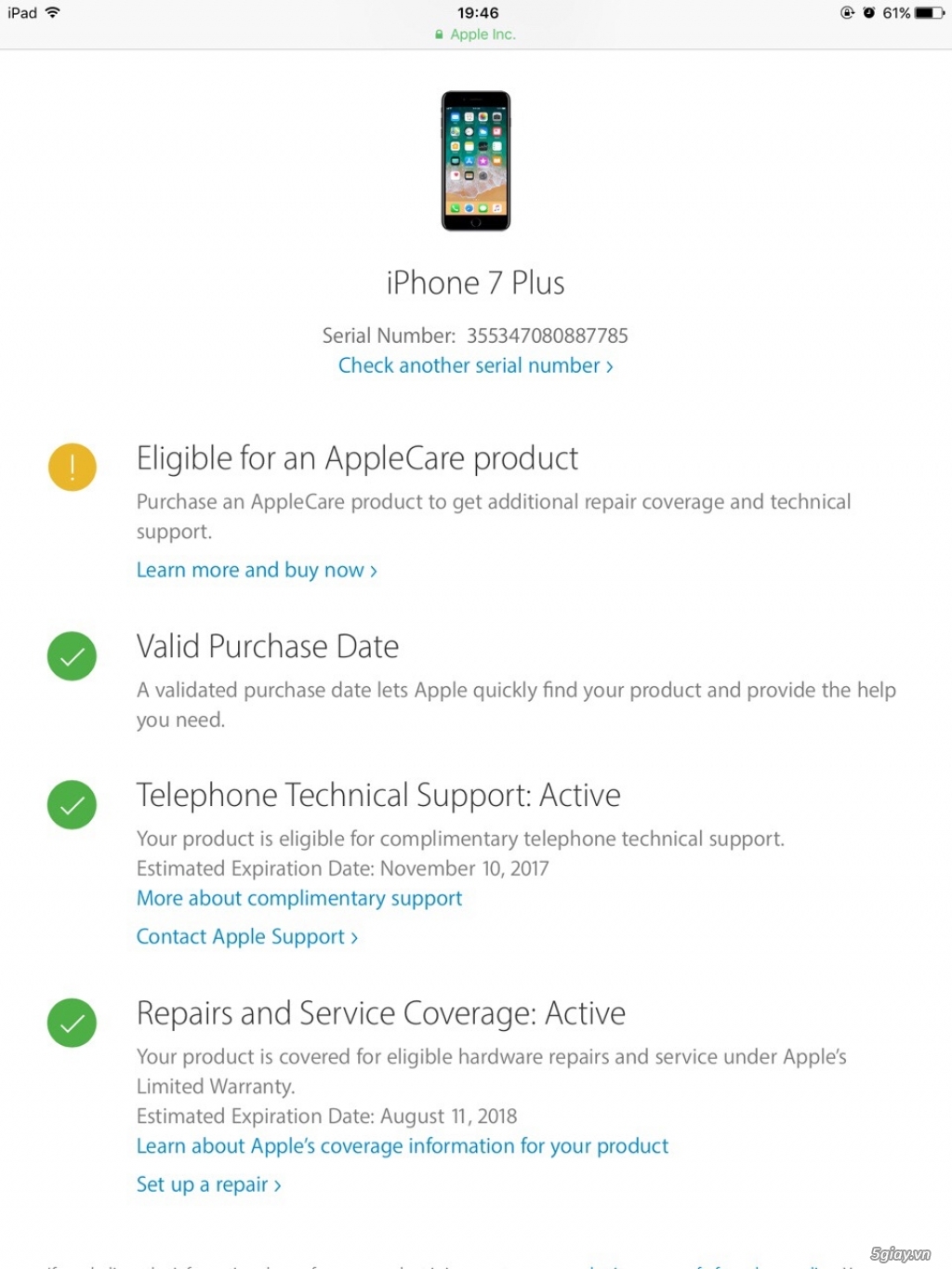 iphone 7plus 32Gb Jetblack hàng VN mới active 2 tháng 99% - 1