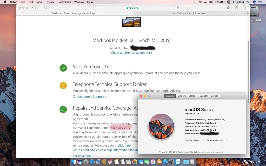 Bán Macbook Pro 2015(15 Apple Care 2019 99%) và Asus EeePC X101CH