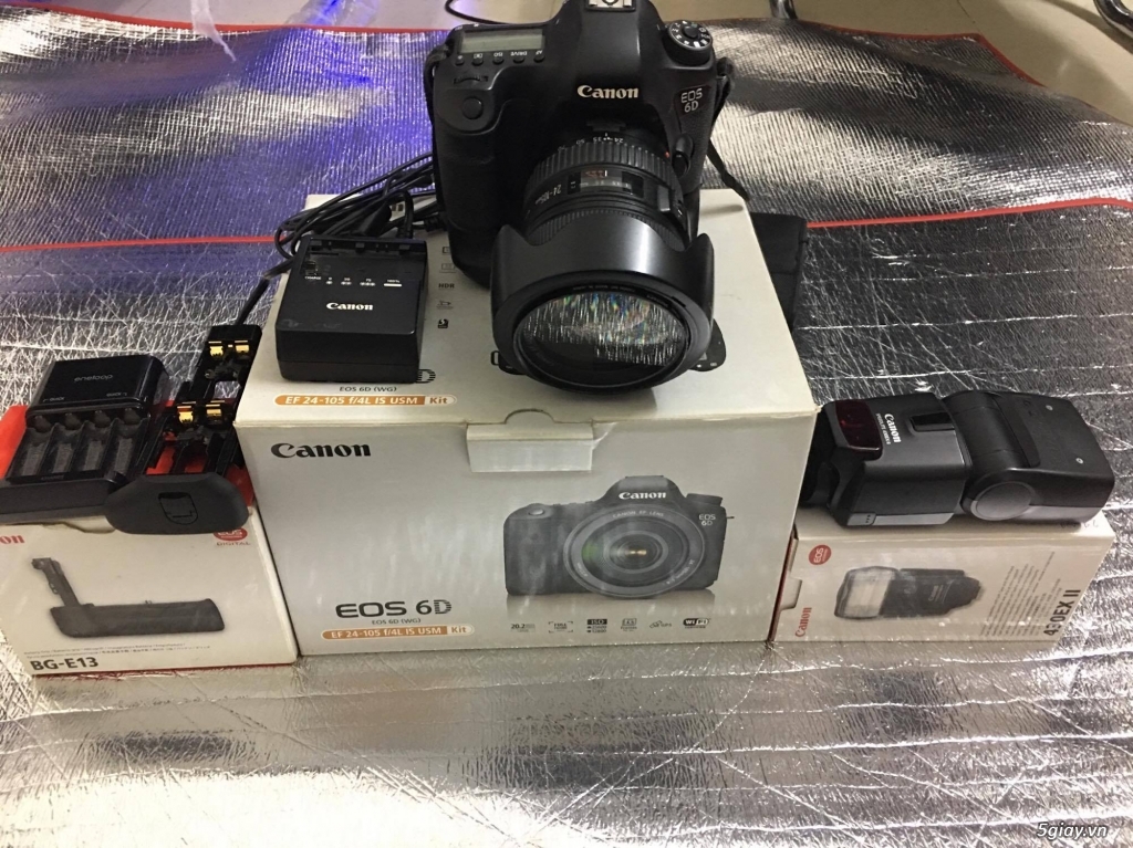 Cần Thanh Lí Bộ Canon 6D Lens 24-105 Grip BG13 Flash