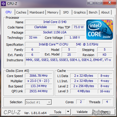 Máy tính để bàn cũ giá sinh viên Core i3 540, 4GB RAM, HDD 500GB - 1