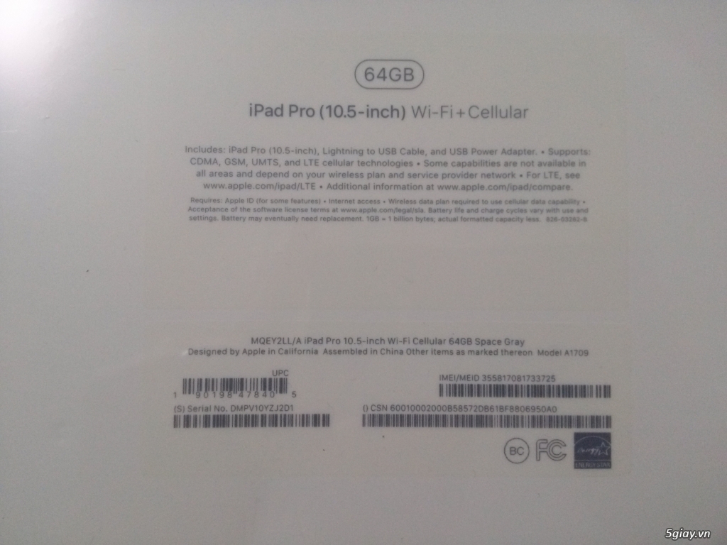 Hàng US...Ipad new 100% 10.5in Wifi + Cellular, 64GB, seal - 2