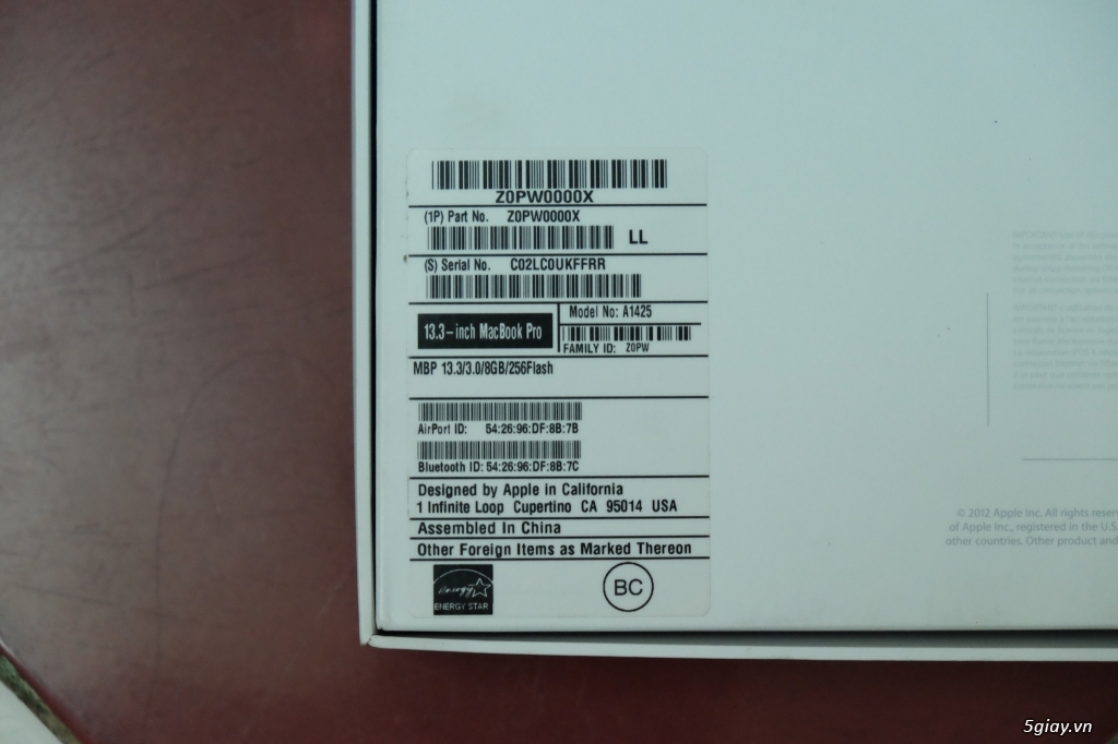 Macbook Pro Retina 13.3” 2013 i7 3.0 GHz – RAM  8G – SSD 256G (Fullbox - 4