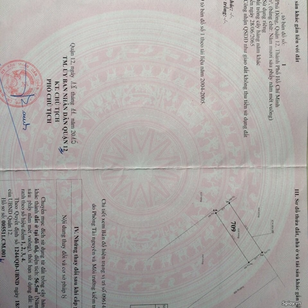 Bán đất đường Thạnh Lộc 15, Quận 12,DT 56m2 giá 1,3 tỷ LH 0937 766 103 - 1