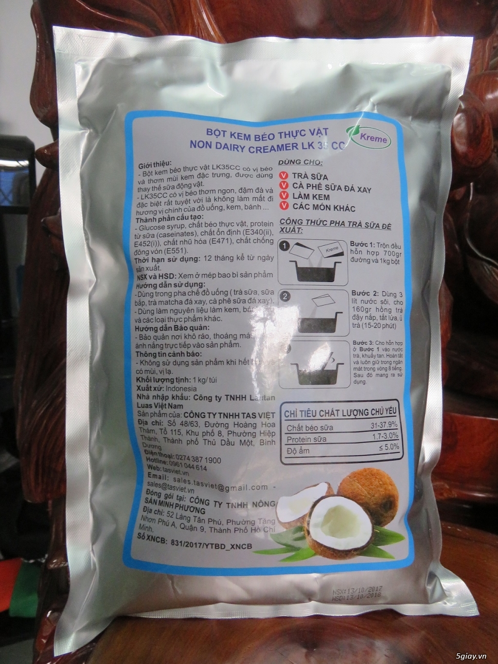 Bột kem béo thực vật (Non Dairy Creamer) KREME - LK 35 CC từ Indonesia - 1