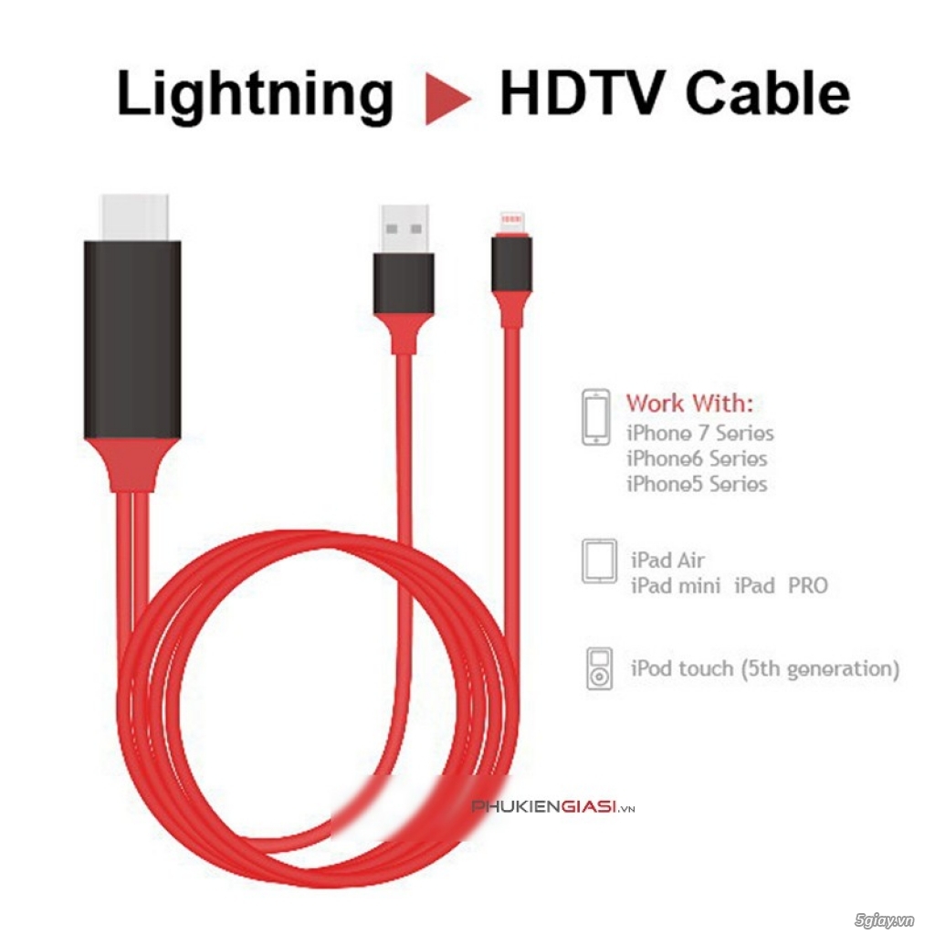Cáp HDMI Lighting iPhone iPad Ipod - 2