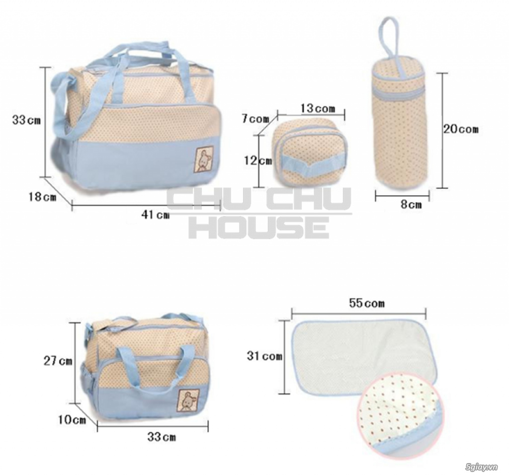 Chu Chu House - Bộ túi 5 chi tiết tiện lợi cho mẹ và bé - 7