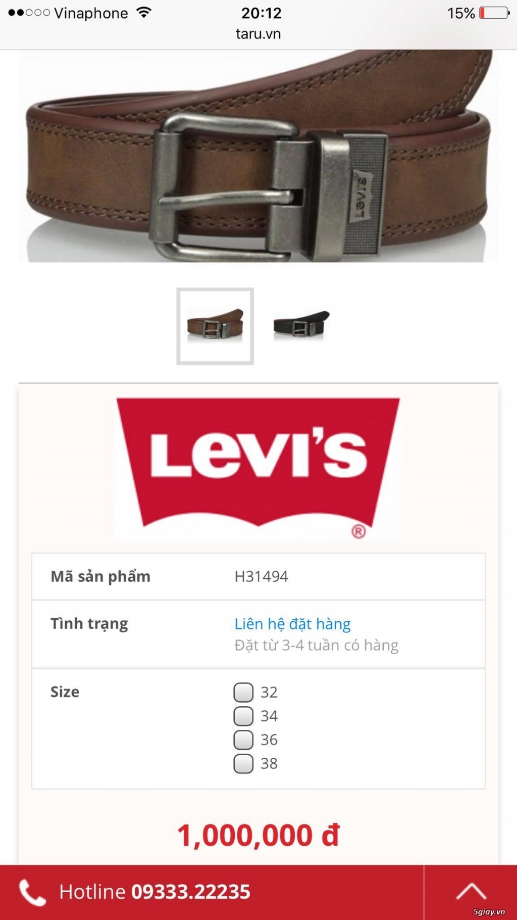 PT JEANS:Dây Nịt Levi's USA Chính Hãng 100% Giá Rẻ