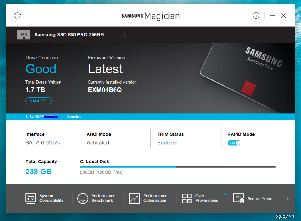 Ổ SSD samsung 256GB (850PRO) - 4