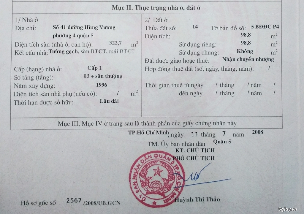 Bán nhà Hùng Vương F.4 Q.5 (ngay ngã 6 Nguyễn Văn Cừ)